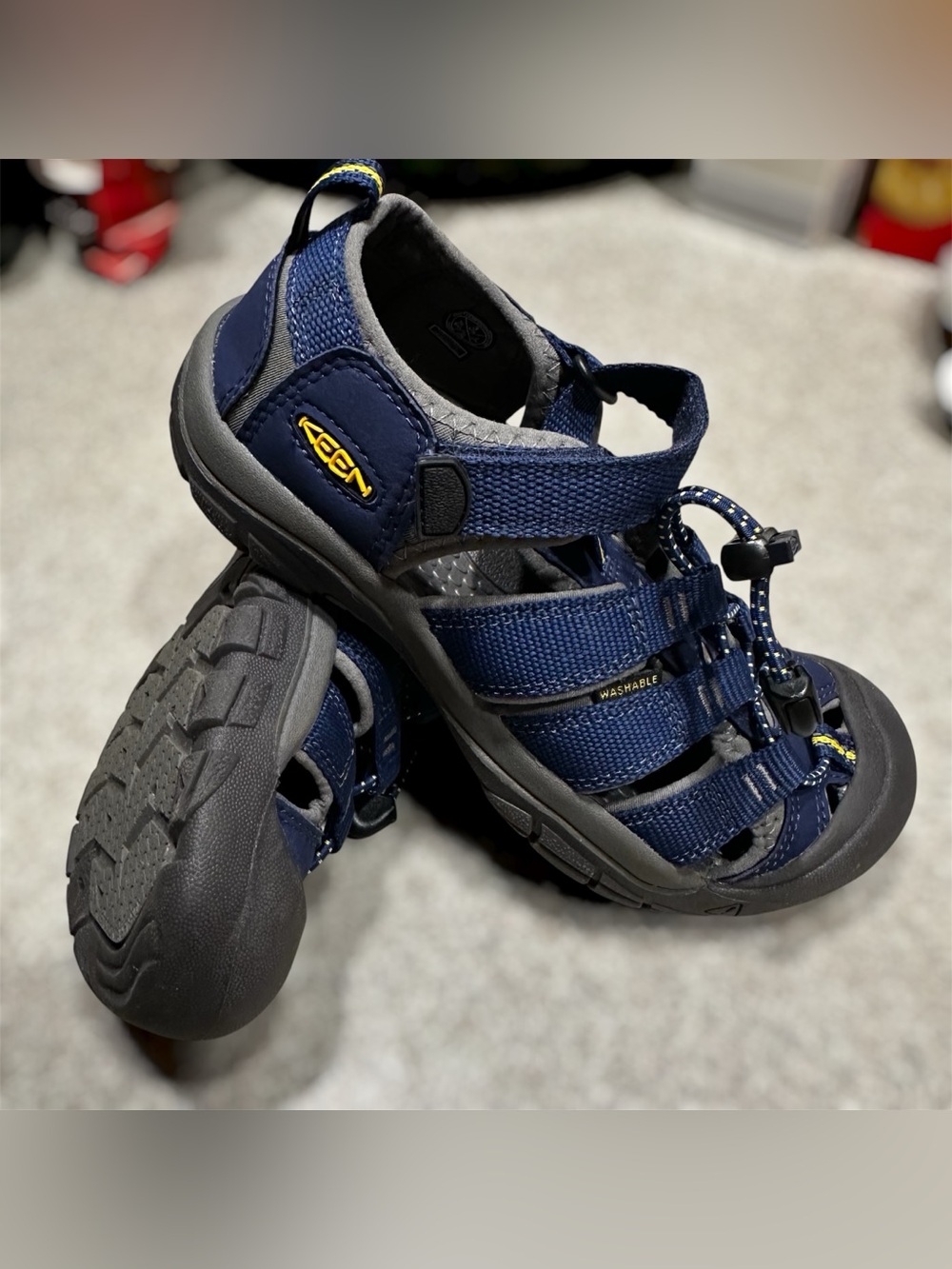 Keen Navy with Yellow Accent Kids Closed-Toe Sandals - Picture 9 of 12